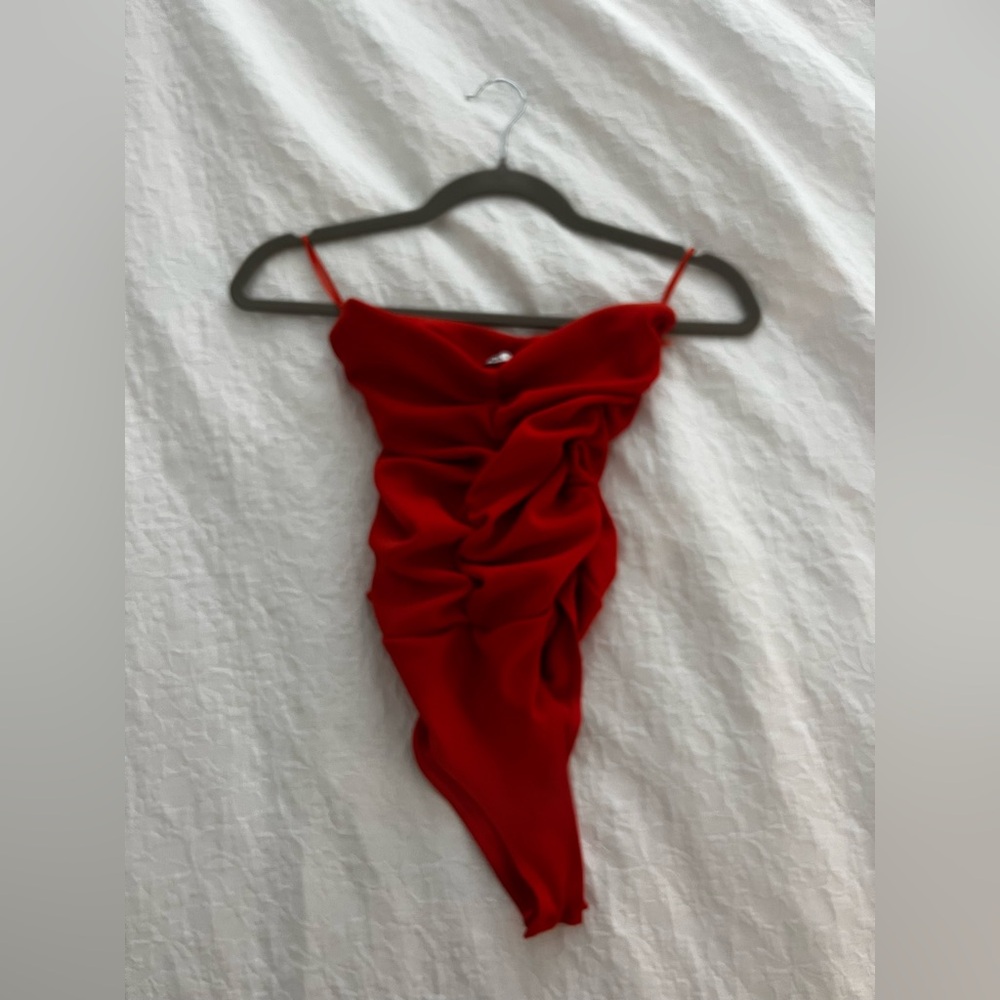 Zara Red Ruched Bodysuit